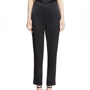 St.John Collection Emma Satin Ankle Pants Caviar Black 8